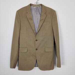Zara Men's Blazer Size 38 Tan Brown Cotton Viscose Old Money Business Casual